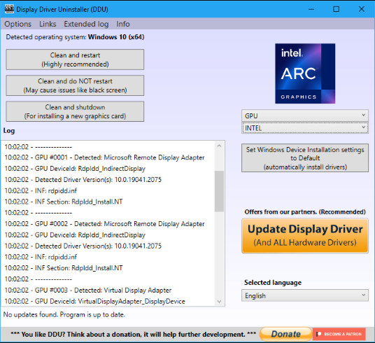 Display Driver Uninstaller(DDU)