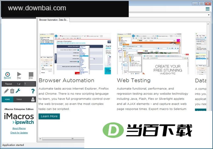 网页自动化工具集iMacros Enterprise Edition 软件界面截图
