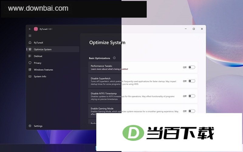 RyTuneX(系统优化工具) 软件界面截图