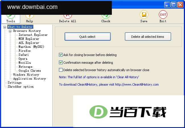 ɾ����ʷ��¼Delete History Free ���������ͼ