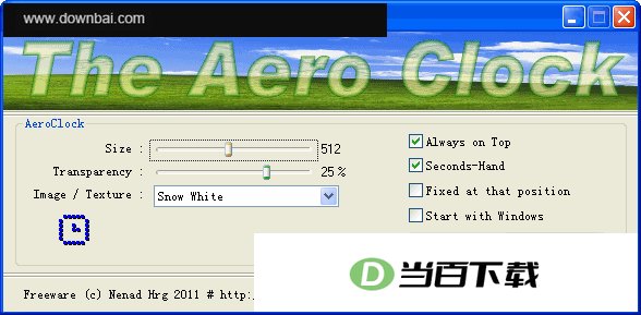 xp透明桌面时钟(TheAeroClock) 软件界面截图