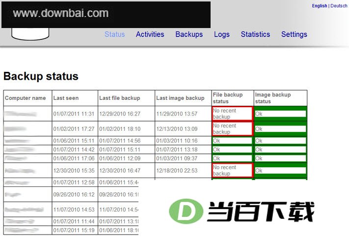 c s数据备份(urbackup) 软件界面截图