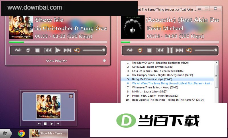 透明音乐播放器(Aero Glass Mp3 Player) 软件界面截图