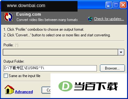 简单视频转换器(Eusing Free Video Converter) 软件界面截图