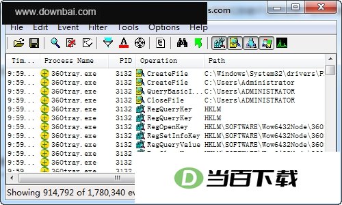 Process Monitor(Windows监视) 软件界面截图