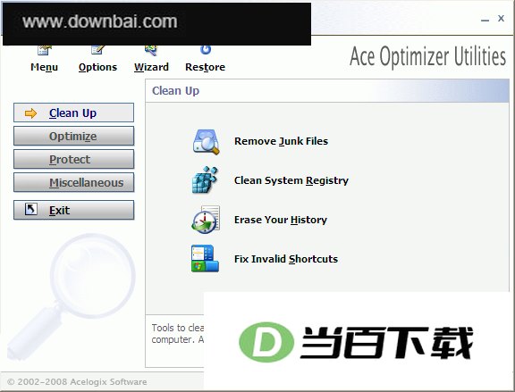 Acelogix Ace Optimizer Utilities 清理系统垃圾工具 软件界面截图