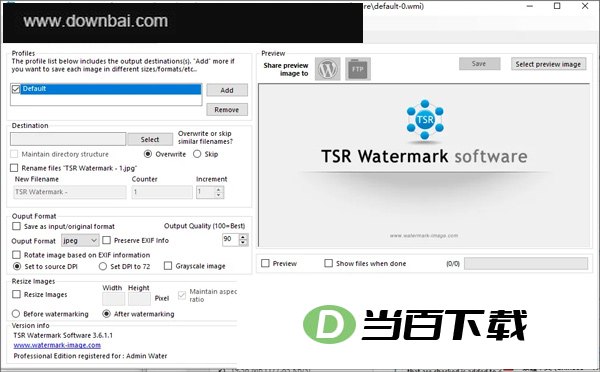 TSR Watermark Image中文版 v3.7.2.3官方版 软件界面截图