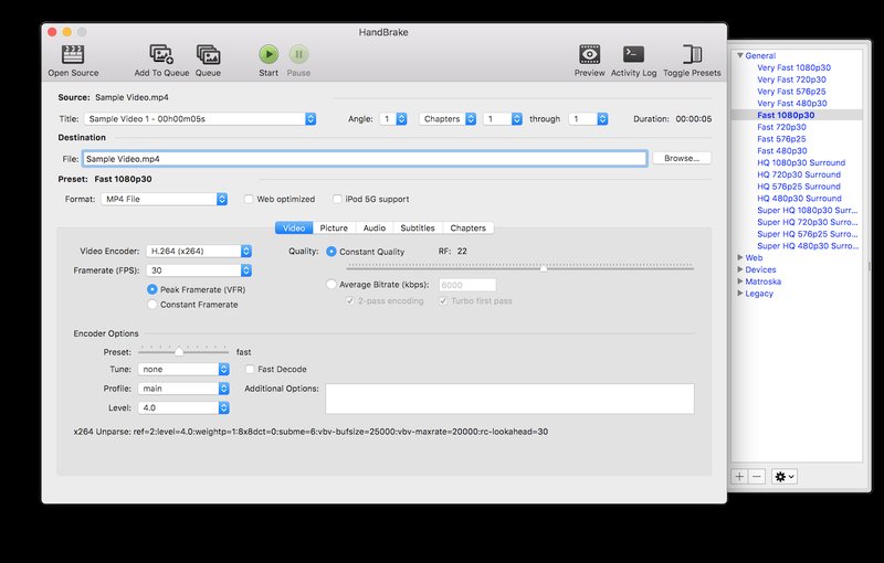HandBrake 转码界面