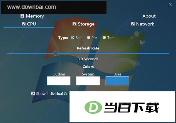 XMeters(任务栏硬件监视工具) 软件截图