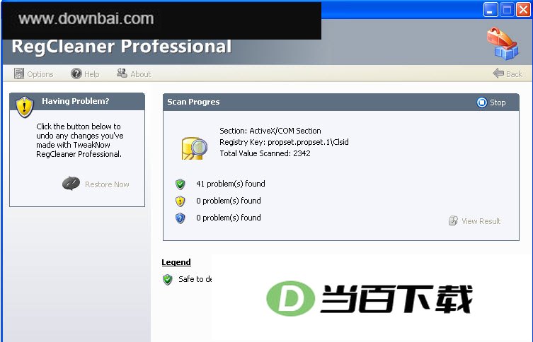 TweakNow RegCleaner Pro(注册表清理工具) 软件界面截图