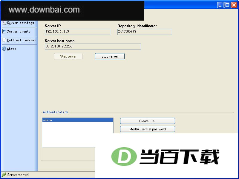 创建和管理文件服务器(MyRepositoryServer) 软件界面截图